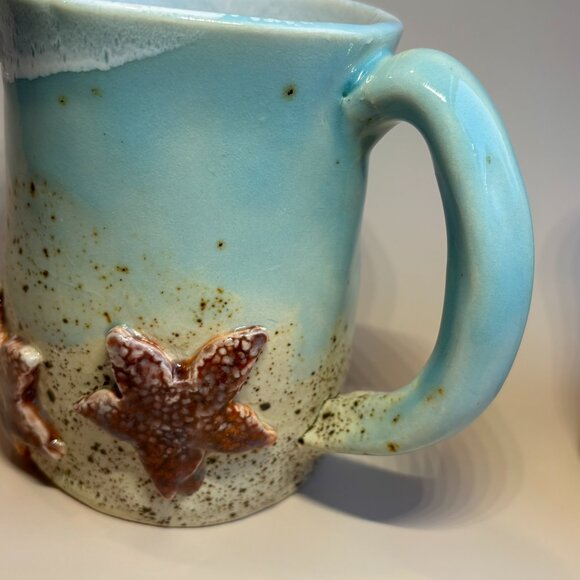 Drip Glaze Pottery Mugs Beach Theme Handmade Mugs Coastal Pottery Beach-Inspired - Picture 7 of 12